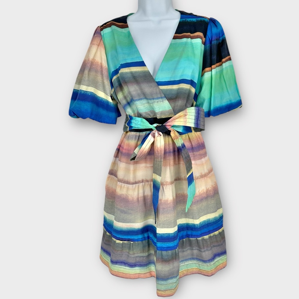 MARIE OLIVER Dress NWT SIZE 8 Callie Silk Blend Belted Mini in‎ Santa Fe Stripe